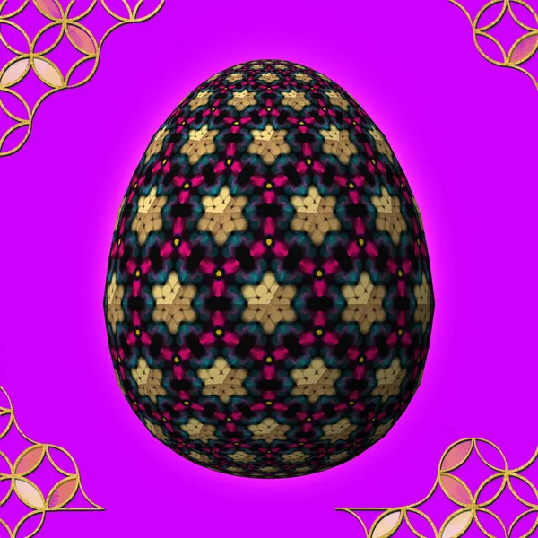 Gledelig Påske Artfully Designet Fargerik Egg Illustrasjon Lilla Bakgrunn Med – stockfoto