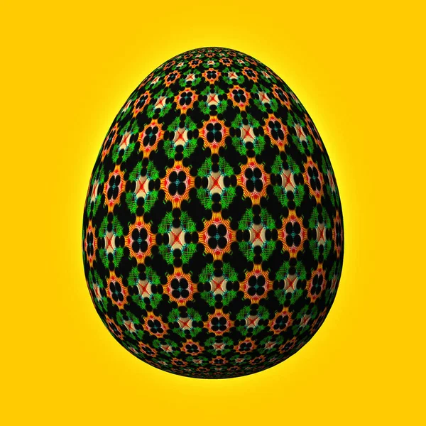 Щасливий Великдень Майстерно Розроблене Барвисте Пасхальне Яйце Ілюстрація Жовтому Тлі — стокове фото