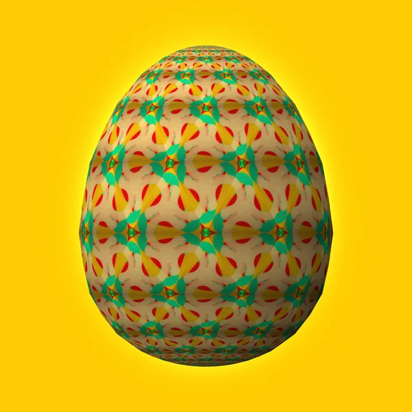 Veselé Velikonoce Uměle Navržené Barevné Velikonoční Vejce Ilustrace Žlutém Pozadí — Stock fotografie