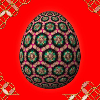 Mutlu Paskalyalar, sanatsal olarak tasarlanmış ve 3D renkli paskalya yumurtası, çerçeveli 3D resim