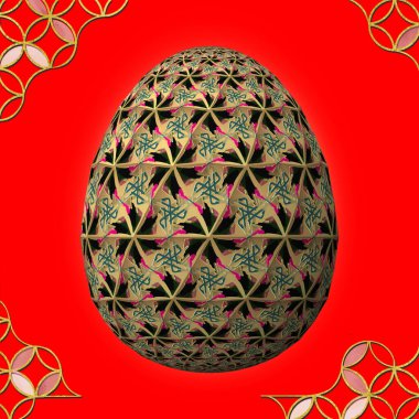 Mutlu Paskalyalar, sanatsal olarak tasarlanmış ve 3D renkli paskalya yumurtası, çerçeveli 3D resim