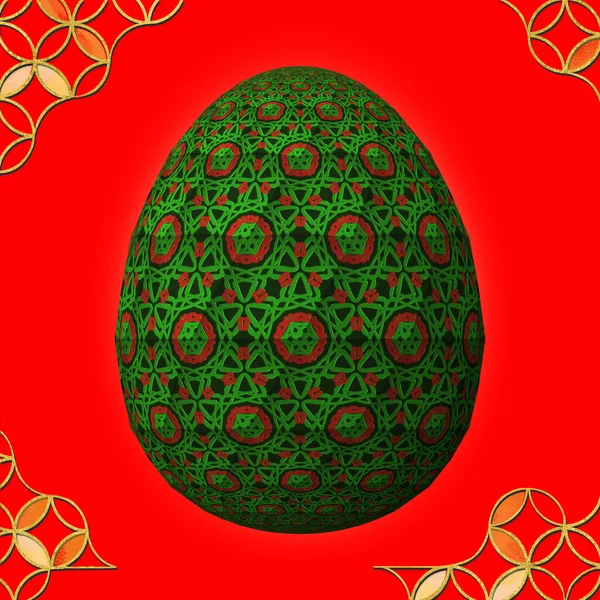 Happy Easter Kunstzinnig Vormgegeven Kleurrijke Paaseieren Illustratie Rode Achtergrond Met — Stockfoto