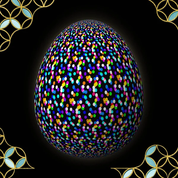 Happy Easter Artfully Designed Colorful Easter Egg Illustration Black Background — Stock Photo, Image