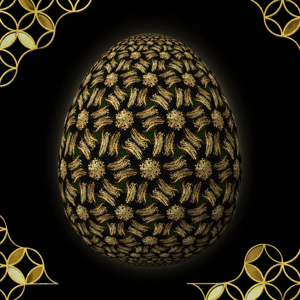 Happy Easter Artfully Designed Colorful Easter Egg Illustration Black Background — Stock Photo, Image