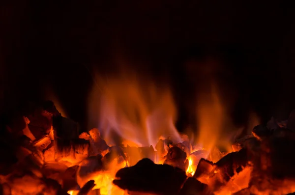 Cărbuni calzi în foc — Fotografie, imagine de stoc