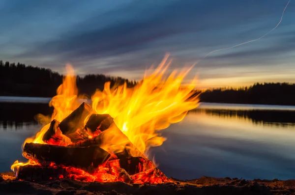 Bonfire on the beach sand