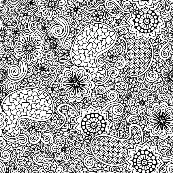 Doodle fond sans couture dans le vecteur avec des griffes, des fleurs et paisley . — Image vectorielle