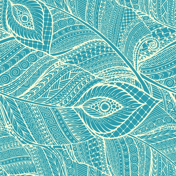 Sin costura asiático étnico floral retro doodle fondo patrón en — Archivo Imágenes Vectoriales