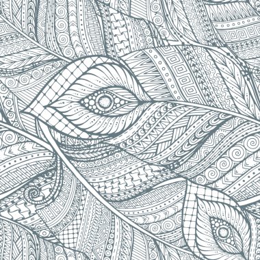 Sorunsuz Asya etnik çiçek retro doodle arka plan deseni 