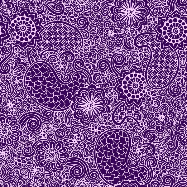 Doodle fondo sin costuras en vector con garabatos, flores y paisley . — Archivo Imágenes Vectoriales