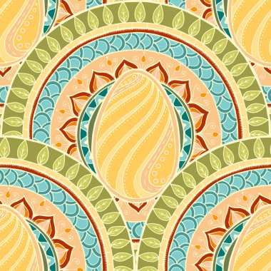 Dairesel süsleme girdap geometrik oryantal doodle doku ile soyut seamless modeli. Karo mozaik arka plan basık.