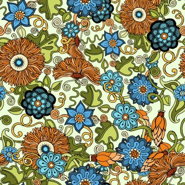 Sorunsuz arka planda vektör karalamalar, çiçek ve paisley doodle. Duvar kağıdı için desen doldurur.