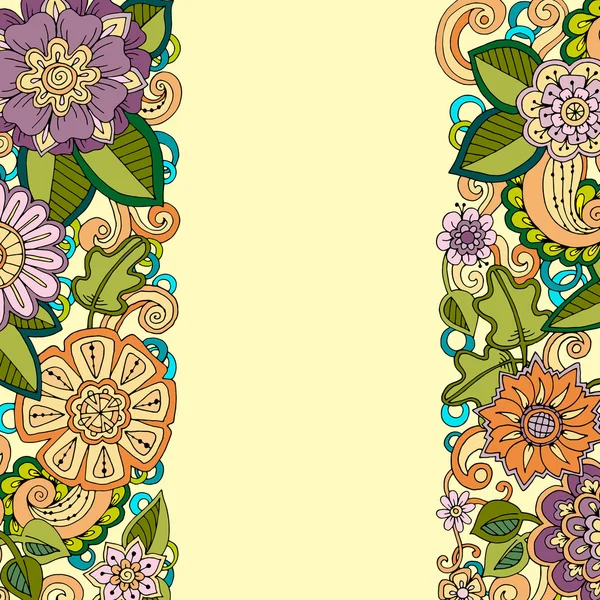 Modèle dessiné à la main avec des fleurs et des feuilles abstraites doodle. Motif floral inspiré de Zentangle . — Image vectorielle