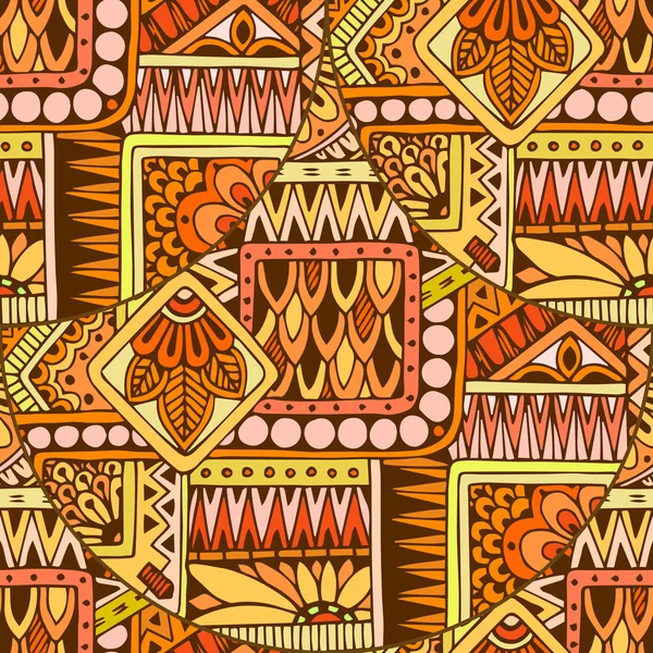 Sem costura asiático étnico floral retro doodle fundo padrão em — Vetor de Stock