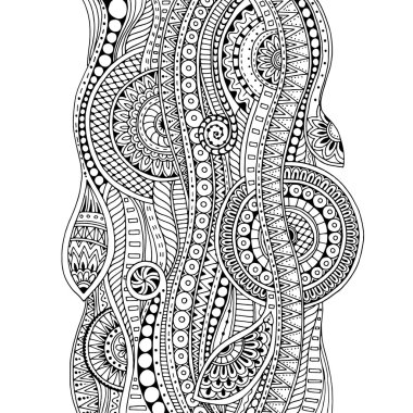 Elle çizilmiş kabile etnik desen. Arka plan karalamalar, çiçek ve mandalalar doodle. Duvar kağıdı için desen doldurur, kitap ve sayfaların çocuklar için yetişkin renklendirme. Geometrik desen. Siyah ve beyaz.