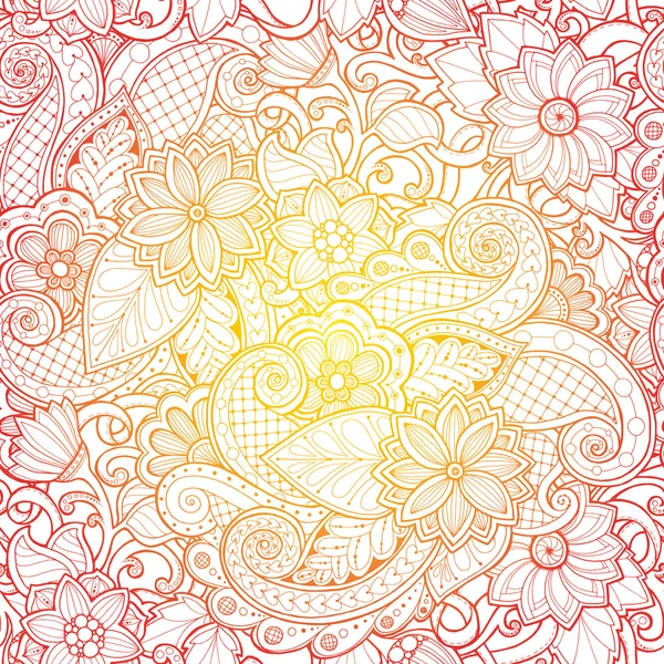 Doodle naadloze achtergrond in vector met doodles, bloemen en paisley. Vector etnische patroon kan worden gebruikt voor behang, opvulpatronen. — Stockvector