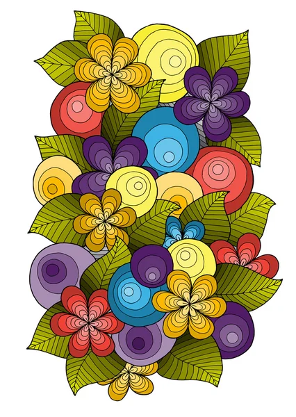 Adorno de flores, diseño de plantilla. Mandala floral. Dibujado a mano patrón de tinta hecha por traza de boceto . — Archivo Imágenes Vectoriales