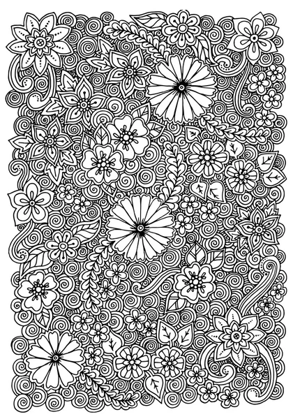 Patrón con flores. Textura de zentángulo adornado, patrón con abdominales — Vector de stock