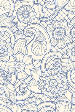 Stilize çiçek ile Seamless modeli. Süslü zentangle sorunsuz doku, desen soyut çiçekli. Çiçek desenli kullanılan duvar kağıdı, desen dolgularını, web sayfası arka planı için.