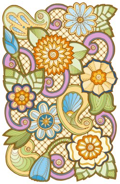 Çiçek kartı. Vektör şablonu afişi. Web için arka plan, basılı medya tasarımı, scrapbooking. Banner, kartvizit, el ilanı, davetiye, tebrik kartı, kartpostal.