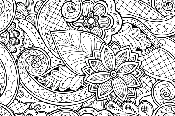Απρόσκοπτη μοτίβο με στυλιζαρισμένα λουλούδια. Περίτεχνα zentangle ομαλή υφή, μοτίβο με αφηρημένα λουλούδια. Floral μοτίβο μπορεί να χρησιμοποιηθεί για την ταπετσαρία, γεμίσματα μοτίβου, φόντο σελίδας web. — Διανυσματικό Αρχείο