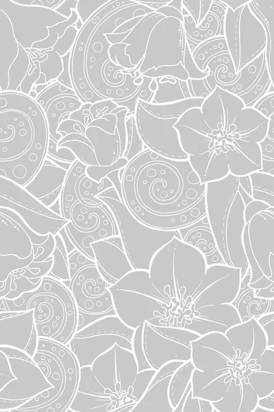 Patrón sin costuras con flores estilizadas. Textura sin costura zentangle adornado, patrón con flores abstractas. Patrón floral se puede utilizar para el fondo de pantalla, relleno de patrones, fondo de página web . — Archivo Imágenes Vectoriales