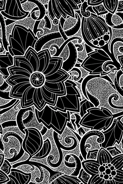 Padrão sem costura com flores estilizadas. Ornate zentangle textura sem costura, padrão com flores abstratas. Padrão floral pode ser usado para papel de parede, preenchimento padrão, fundo da página web . — Vetor de Stock