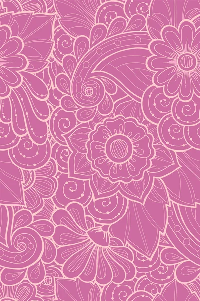 Patrón sin costuras con flores estilizadas. Textura sin costura zentangle adornado, patrón con flores abstractas. Patrón floral se puede utilizar para el fondo de pantalla, relleno de patrones, fondo de página web . — Archivo Imágenes Vectoriales