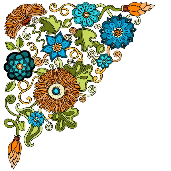 Ángulo floral étnico, círculo de patrón de fondo de garabato en vector. Henna paisley mehndi doodles diseño elemento de diseño tribal . — Archivo Imágenes Vectoriales