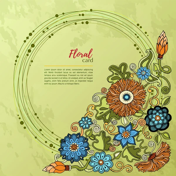 Gratulationskort med blommor. Akvarell. Hand målning. — Stock vektor
