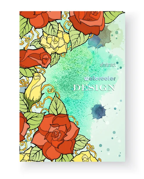 Tarjeta floral. Obra dibujada a mano con flores abstractas. Fondo para web, diseño de medios impresos. Banner, tarjeta de visita, folleto, invitación, tarjeta de felicitación, postal . — Archivo Imágenes Vectoriales