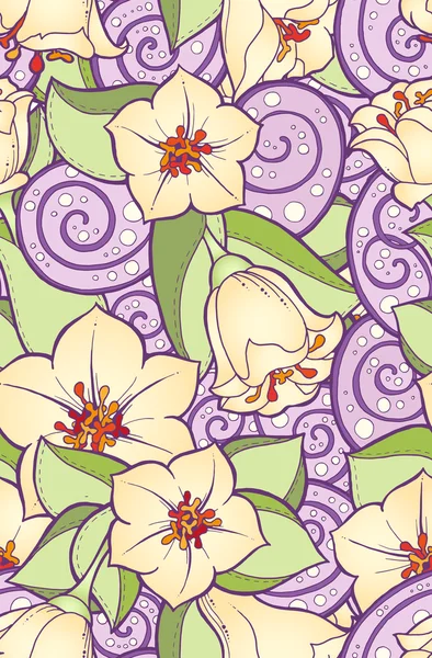 Naadloze patroon met gestileerde bloemen. Sierlijke zentangle naadloze patroon, patroon met abstracte bloemen. Bloemmotief kan worden gebruikt voor behang, opvulpatronen, webpagina-achtergrond. — Stockvector