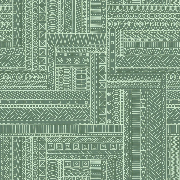 Seamless asian ethnic retro doodle background pattern in vector. Henna mehndi doodles design tribal pattern. Grunge geometric pattern. — Stock Vector
