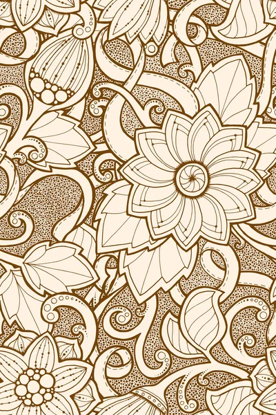 Patrón sin costuras con flores estilizadas. Textura sin costura zentangle adornado, patrón con flores abstractas. Patrón floral se puede utilizar para el fondo de pantalla, relleno de patrones, fondo de página web . — Archivo Imágenes Vectoriales