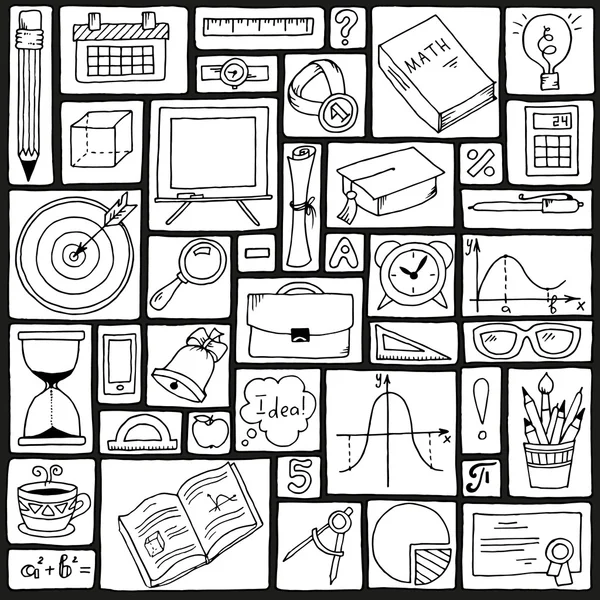 Mathematikwissenschaftliches Thema. nahtlose handgezeichnete Muster über Schule und Lernen. Hintergrund Lehrertag — Stockvektor