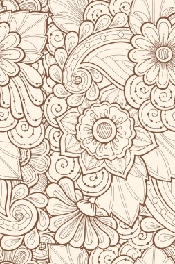 Stilize çiçekler ile dikişsiz grunge desen. Süslü zentangle dikişsiz doku, soyut çiçekler ile desen. Çiçek desen duvar kağıdı için kullanılabilir, desen dolgular, web sayfası arka plan.