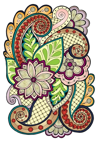 Fondo de Doodle en vector con garabatos, flores y paisley . — Archivo Imágenes Vectoriales