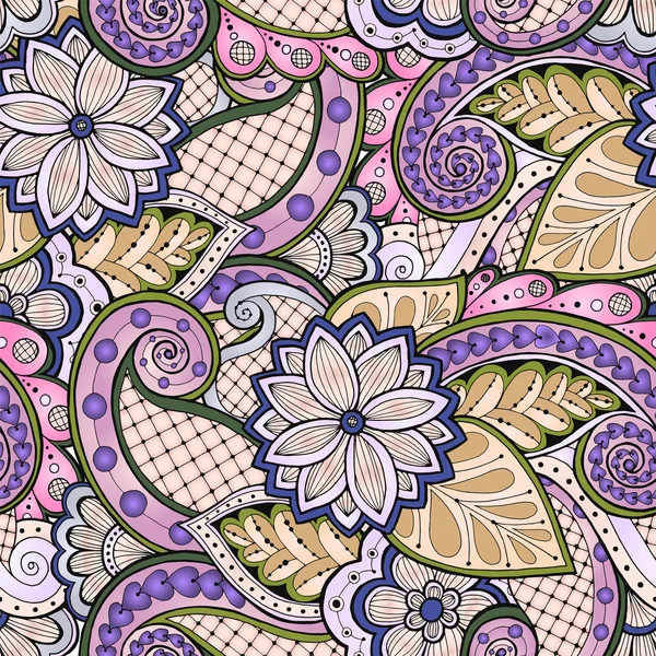 Doodle motif sans couture dans le vecteur avec des griffes, des fleurs et paisley . — Image vectorielle
