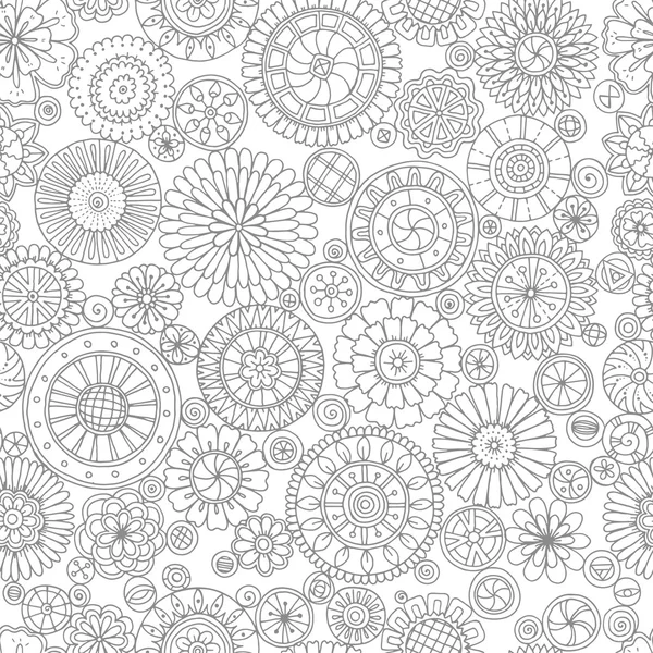 Ethnic floral mandalas, doodle background circles in vector. Seamless pattern. — Stock Vector