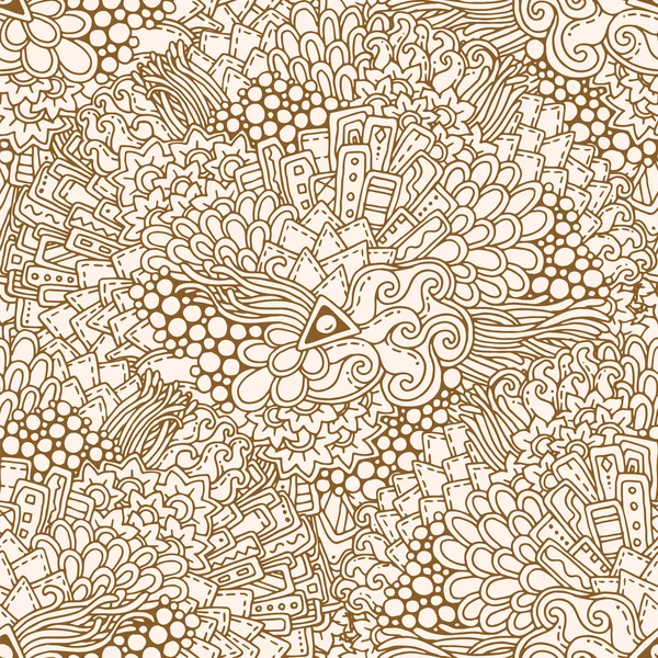 Grunge sin costuras étnica floral patrón de fondo doodle retro — Vector de stock