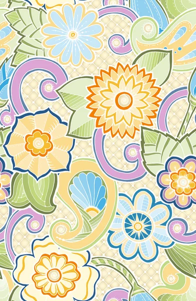 Patrón de verano colorido sin costuras con flores estilizadas . Vectores De Stock Sin Royalties Gratis