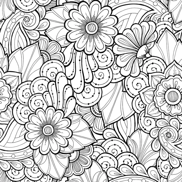 Doodle naadloze achtergrond in vector met doodles, bloemen en paisley. — Stockvector