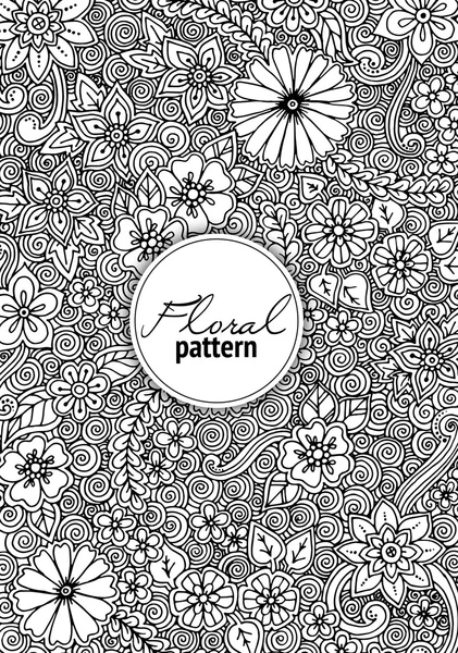 Floral kaart. Hand getekend illustraties met abstracte bloemen. Achtergrond voor web, print media design. Banner, visitekaartje, flyer, uitnodiging, wenskaart, briefkaart. — Stockvector