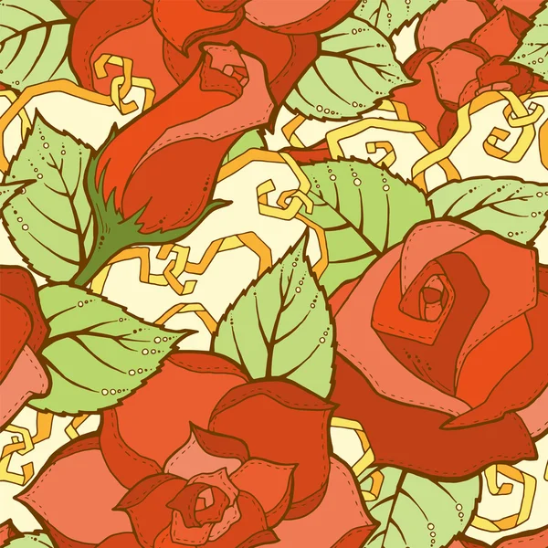 Bezproblémové okrasné vzor s květy stylizované abstraktní růže a tribal paisley. Etnické květinový design šablony lze použít pro tapety, výplně vzorkem, textil, tkaniny, obtékání, povrchové textury — Stockový vektor