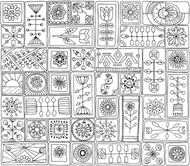 doodle çiçekler, kalpleri ile Seamless Modeli.