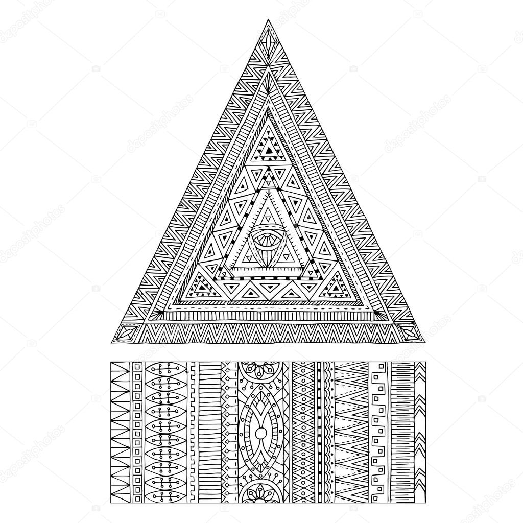 Original drawing tribal triangle and banner.