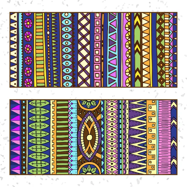 Abstract Ethnic Pattern Cards On Wood Background. — Stock Vector