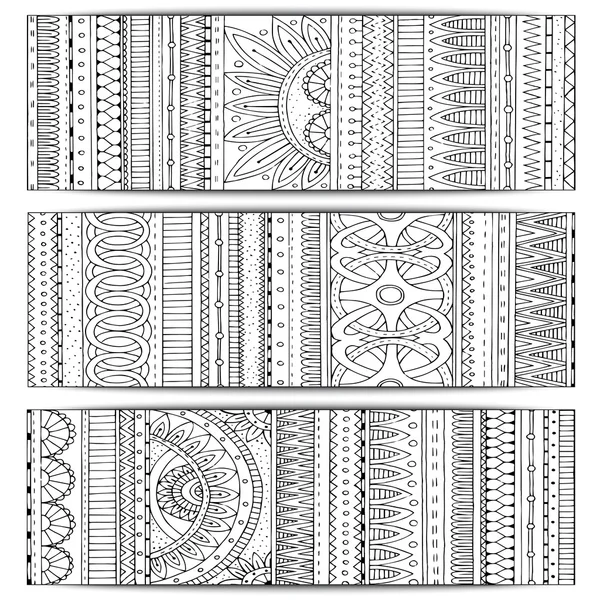 Abstract Ethnic Pattern Cards On Wood Background. — Stock Vector