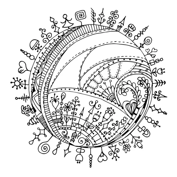 Henna Paisley Mehndi Doodles Design Element. — Vector de stoc