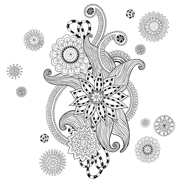 Henna Paisley Mehndi Doodles Design Element. — Stock Vector